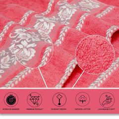 Liberty Towels 100% Cotton Large Size Bath Towel 450 Gsm | Highly Absorbent, Soft & Quick Dry Bathroom Towel | Elegant Design (Coral)