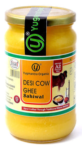 Premium Desi Sahiwal Cow Ghee By Yugmantra Organic Foods | Healthy & Delicious Desi Ghee Perfect For Weight Managements | (600ml) 20.2 | Jar Pack