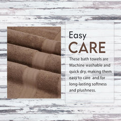 Ambra Linens 100% Cotton Bath Towel 2 Kg | Soft & Plush Highly Absorbent Large, Everyday Use, Durable Bath Towel (Brown) - 4 Pcs