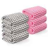 Kuber Industries Microfiber Soft Face Towel 1200 Gsm | Absorbent Hanging Hand Towels For Wash Basin Bathroom | Zig Zag - Pink & Grey (6 Pcs)