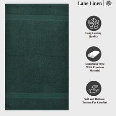 Fresh From Loom Luxury Fur Collection Hand Towel 500 Gsm Napkins Cotton High Absorbency Double Stitched Size (Dark-Green) - Set Of 4