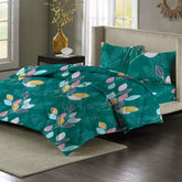 1 Double Bedsheet & 2 Pillow Covers With 1 Comforter Set - 90 X 100 Inches, Dark Green | Super Soft Glace Cotton King Size - 4 Pcs Bedding Set | Perfect Gifts Set Wedding, Anniversary