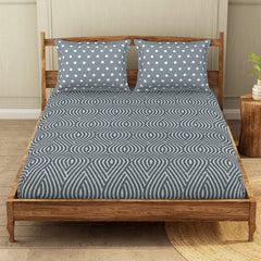 1 Double Bedsheet For Queen With 2 Pillow Covers - Size 90 X 100 Inches, Dark Blue | Soft Feel Wrinkle Resistance | Durability & Comfort, Breathable