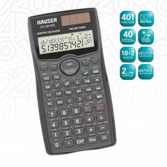 Hauser HC-991 MS Scientific Calculator | 401 Functions With 40 Scientific Calculations | Two Line Display | Data Editor, Statistics & Standard Deviations