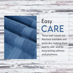 Ambra Linens Highly Absorbent Towels 500 Gsm | 100% Cotton Soft And Plush All Seasons Use, Large, Everyday Use, Durable | 4 Pcs Hand Towel Set (Sky Blue)