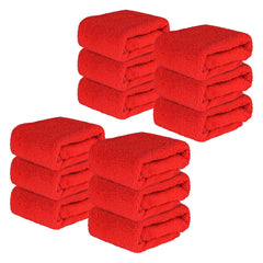Kuber Industries Super Absorbent & Reusable Microfibre Face Towel 1300 Gsm (Plain Red) - Pack Of 12