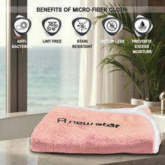 Housse Premium Soft Microfiber Embroidery Bath Towel 350 Gsm | Soft Absorbent Quick-Drying Sweat Towel (Peach)