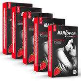 Manforce Xotic Strawberry Flavoured Condoms For Men 50 Pcs Extra Dotted & Lubricated Latex Condoms