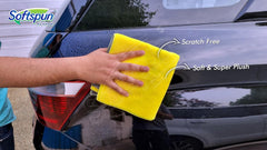 Softspun Microfiber Cloth Towel 1500 Gsm | Extra Thick Microfiber Cleaning Cloths Perfect For Bike, Auto, Cars Both Interior & Exterior (Yellow & Grey)- Pack Of 4