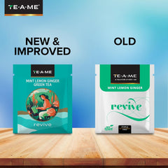 TE-A-ME Mint, Lemon & Ginger Revive Green Tea - 25 Tea Bags | Boosts Immunity & Metabolism - 100% Natural Ingredients
