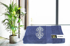 Comfigifts 100% Cotton 2 Bath & 2 Hand Towels 1400 Gsm | Soft, Absorbent, Lightweight Towels With Computerized Embroidery (Grey D2)