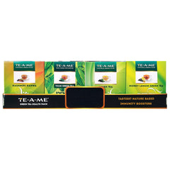 TE-A-ME Assorted Green Tea Bags - Pack Of 3 X 40 Tea Bags | Kashmiri Kahwa+ Tulsi+ Green Tea+ Honey Lemon Green Tea Bags - Contains Caffeine