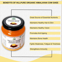 Pure Natural Uttarakhand Himalayan Cow Ghee By Hillpure Organic | Great Source Of Essential Nutrients Desi Ghee For Strengthens Immunity | (500ml) 16.9 Ounce | Jar Pack