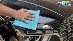 Softspun Microfiber Waffle Weave Cloths Towel 150 Gsm | Multipurpose Highly Absorbent Lintstreak Free Wash Cloth (1 Piece) -Sky Blue
