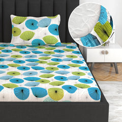 Super Soft Single Fitted Bedsheet With 1 Pillow Cover | 57 X 78 + 6 Inches, Sky Blue & White - Perfect For Use In Bedrooms, Guest Rooms, Dormitories