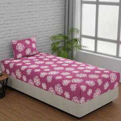 1 Single Bedsheet With 1 Pillow Cover | Durable & Long Lasting Fabric, Easy Hand & Machine Wash | Size - 55 X 88 Inches, Mauve