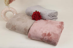 Hanker Ultra Luxury Large Size Plush Bath Towel 1500 Gsm | Blossom Super, Very Soft On Skin, Luxurious Fabric, Pure Polyamide Bath Towel (Beige, Peach & Gray) - 3 Pcs