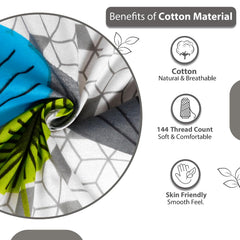 100% Cotton Single Bedsheet With 1 Matching Pillow Covers - 57 X 87 Inches, Multicolor | All Weather Comfort & Bedroom - Softness & Natural Breathability