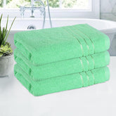 Kuber Industries Bath Towel 1350 Gsm | Towel For Bath, Gym, Travel & Beach | Plain Lining (Green)- Pack Of 3