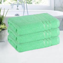Kuber Industries Bath Towel 1350 Gsm | Towel For Bath, Gym, Travel & Beach | Plain Lining (Green)- Pack Of 3