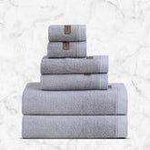 Spread Spain Bamboo Towel Bath, Hand & Face Towel 1950 Gsm | High Absorbent Super Soft | Hotel Spa Decorative Bathroom Towels | Ash (Set Of 6)