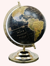 Rotating World Globe 8 Inch With Gold Arc And Wooden Stand For Show Pieces For Home Decor, Office Decor, Study Table Decor, Birthday, Party Gifts For Students, Pack Of 1