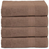 Ambra Linens 100% Cotton Bath Towel 2 Kg | Soft & Plush Highly Absorbent Large, Everyday Use, Durable Bath Towel (Brown) - 4 Pcs