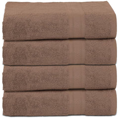 Ambra Linens 100% Cotton Bath Towel 2 Kg | Soft & Plush Highly Absorbent Large, Everyday Use, Durable Bath Towel (Brown) - 4 Pcs