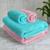 Heelium Bamboo Towel Set 2 Bath & 2 Hand Towel 1300 Gsm | Super Soft & Antibacterial Towel (Peach & Teal) - 4 Piece