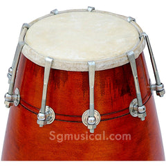 Mango Wood Bolt Tuned Dholak For Bhajan Wedding Party - Brown | Perfectly Symmetric Round Dholak - Dholak For Festival, Wedding, Satsang | Very Easy To Tune, Best Toy For Kids