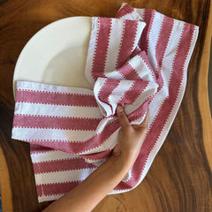 Oak & Lily 100% Cotton Kitchen Napkins Dish Towels 350 Gsm | Premium European Quality Washable, Large Size Kitchen Cloth For Roti, Cleaning, Drying | Blue & Red Check Print (Set Of 3)