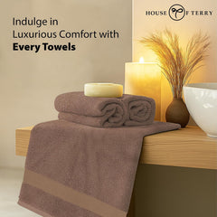 House Of Terry 100% Cotton Bath Towel 1000 Gsm | Quick Dry, Soft & Absorbent, Fade-Resistant, Skin-Friendly Large Size Towel (Brown & Blue) - Pack Of 2