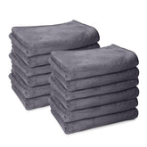 Housse Premium Microfiber Face Towel 1700 Gsm | Korean Beauty Ultra Absorbent, Odour-Free, Quick Dry Face Towel (Pack Of 12) - Steel Grey