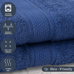 Fresh From Loom Luxury Edition Egyptian 100% Pure Cotton Bath Towel 1200 Gsm | High Water Heavy Soft Dual Stitched Bath Towel (Blue) - 2 Pcs