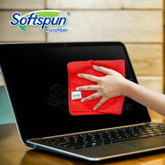 Softspun Microfiber Cleaning Cloths Towel Set 340 Gsm | Highly Absorbent Lint And Streak Free Multi-Purpose Wash Cloth For Kitchen, Car, Stainless (2 Pcs)- Red