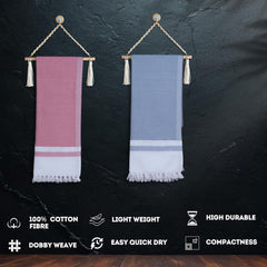 Pure Cotton Turkish Bath Towel 700 Gsm | Extra Soft Plush Light Weight Quick Dry Travel Thin Towels (Oval & Elephant Grey) - Pack Of 2