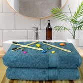 Rangoli 100% Cotton Fibre Bath Towel 1000 Gsm | Highly Durable & Super Absorbent Towel | Skin-Friendly & Quick Drying Luxury Towels (Blue) - Pack Of 2