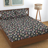 Microfiber Super King Size Bedsheet Floral Print With 2 Pillow Covers - Bedsheet Size 108 X 108 Inches, Green | King Size Bedsheet Perfectly