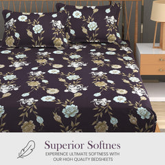 Printed King Size Bedsheet With 2 Pillow Cover - 108 X 108 Inches, Ship Grey | Double Bed Breathable & Wrinkle Free | All-Season Comfort Bedsheet