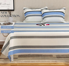 Super King Size Bedsheets With 2 Large Pillow Covers - 108 X 108 Inches, Grey & White | Luxury Soft Brushed Glace Cotton - Long Lasting & Wrinkle Free | 3 Pcs Set