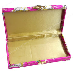 Decorative & Attractive Box Cash Box, Shagun Box, Jewellery Box, Money Box Envelop Wedding, Gift Box, Bangel Box With Cow Lotus Embroidery Design, Colour - Pink
