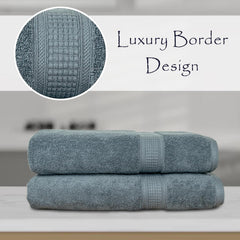 Rangoli 100% Cotton Fibre Bath Towel 1000 Gsm | Highly Durable & Super Absorbent Towel | Skin-Friendly & Quick Drying Luxury Towels (Grey) - Pack Of 2