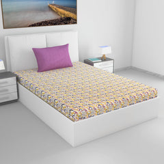 100% Cotton Single Bedsheet With 1 Matching Pillow Covers - 57 X 87 Inches, Multicolor | All Weather Comfort & Bedroom - Softness & Natural Breathability
