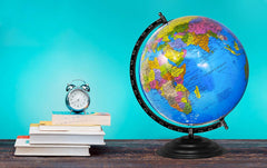 Globe For Kids, Stem Steam Educational World Globe Metal Base With Magnifying Glass For Kids & Students, Political Globe - 12 Inch (Blue) Pack Of 1