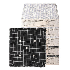 Soft Cotton Chair Cushions For Sitting, Button Pillow, Printed - Black & Grey | Pillow For Office Work & Posture Support | Sitting Cushion & Back Rest For Chair | Pain Relief - Pack Of 6
