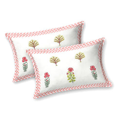 Hand Printed Cotton Bedsheet For King Size With 2 Pillow Covers | 93 X 108 Inches, Pink & Green | Ultra-Soft & Skin-Safe | Breathable Summer Comfort
