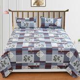 100% Pure Cotton Double Bedsheet With 2 Pillow Covers - 90 X 90 Inches, Blue & White | Soft, Breathable & Skin-Friendly Fade Resistant Double Bedsheet
