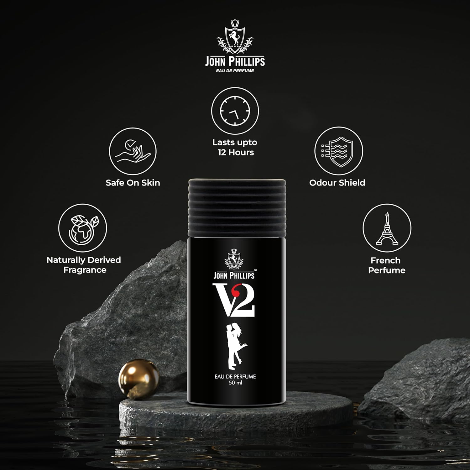 John Phillips Luxury Black & V2 Eau De Parfum 50ml 1.6 Fl.oz. Each Pack Of 2 For Men & Women John Phillips Luxury Black & V2 Eau De Parfum 50ml 1.6 Fl.oz. Each Pack Of 2 For Men & Women