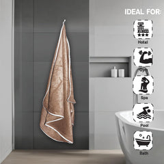 Housse Premium Soft Microfiber Embroidery Bath Towel 350 Gsm | Soft Absorbent Quick-Drying Sweat Towel (No Excuse - Brown)