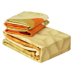 Bedsheet For King Size Bed With 2 Pillow Covers - 106 X 106 Inches, Mustard & Brown | Soft & Durable For Everyday Use - All Season Comfort